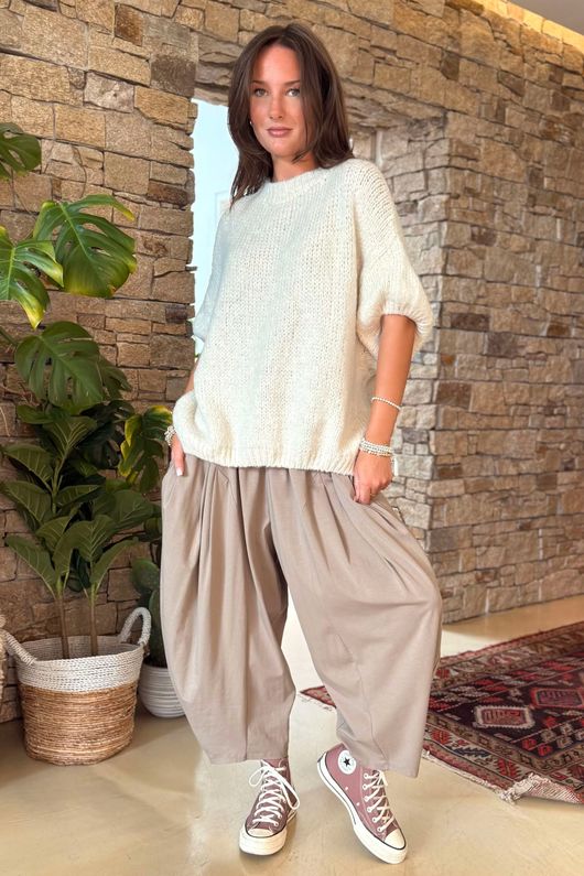  Big Softie Cap Sleeve Knit Top Ecru -